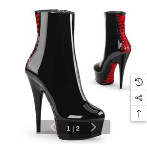 Pleaser Black and Red Heeled Boots